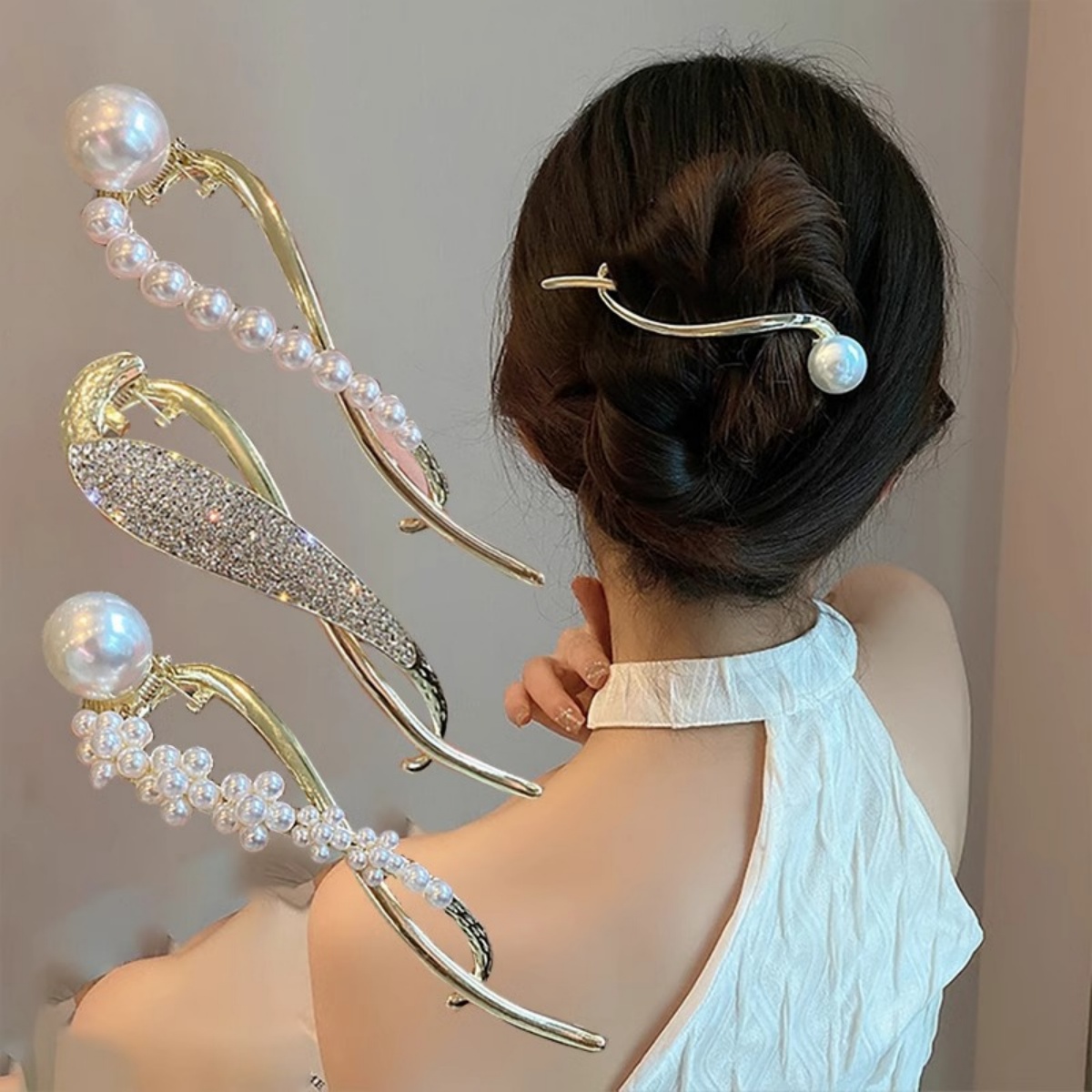 Korean Lifestyle & Kids Boutique - Elegant Glitter Pearl Hair Clip For