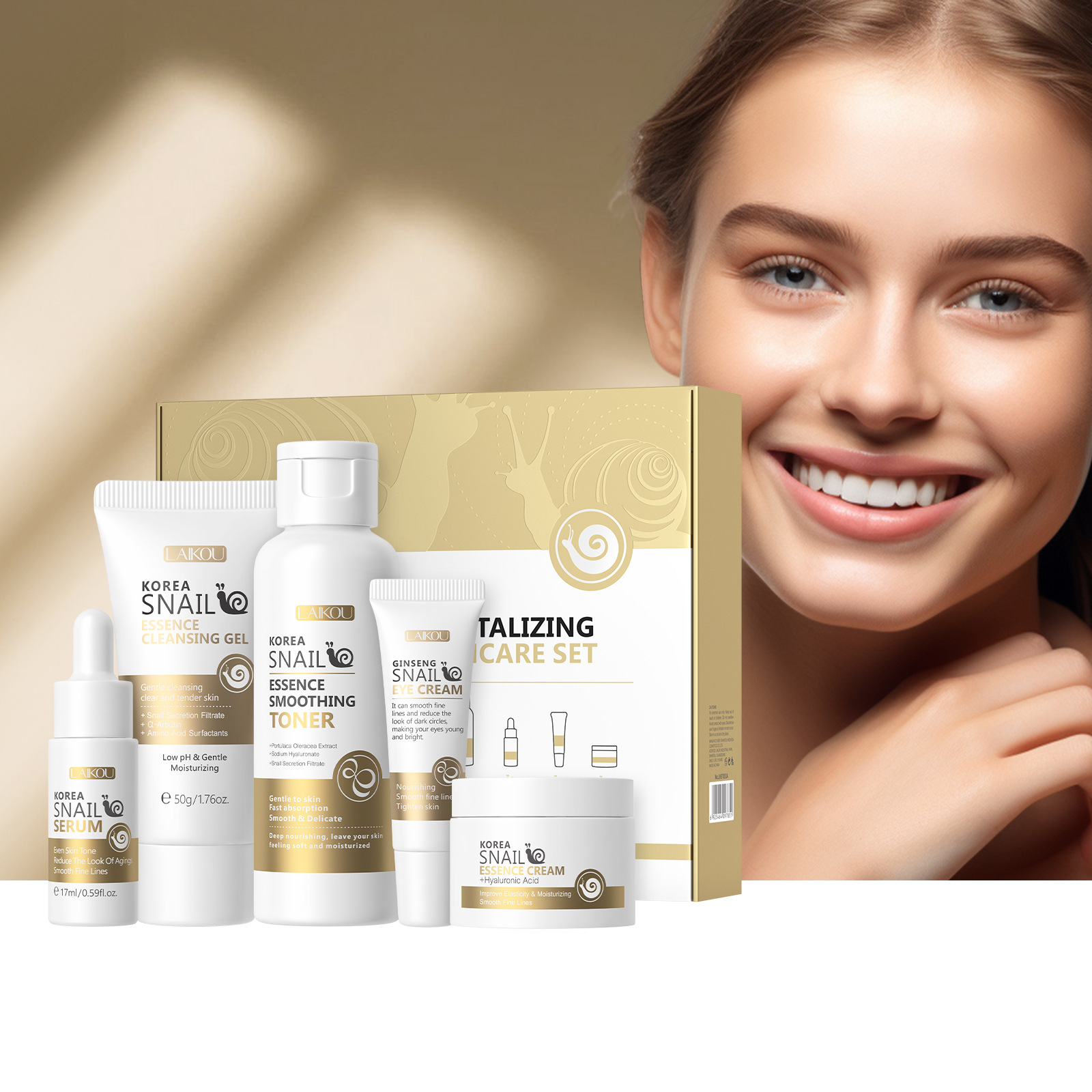 Essence Serum Toner - 5pcs Boxed Korea Snail Skin Care