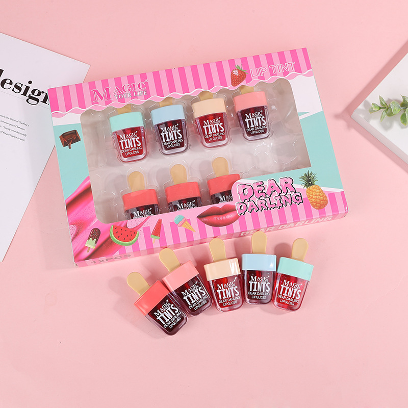 Lip Tint Korean - 12Pcs Korea Fruit Lip Tint Ice