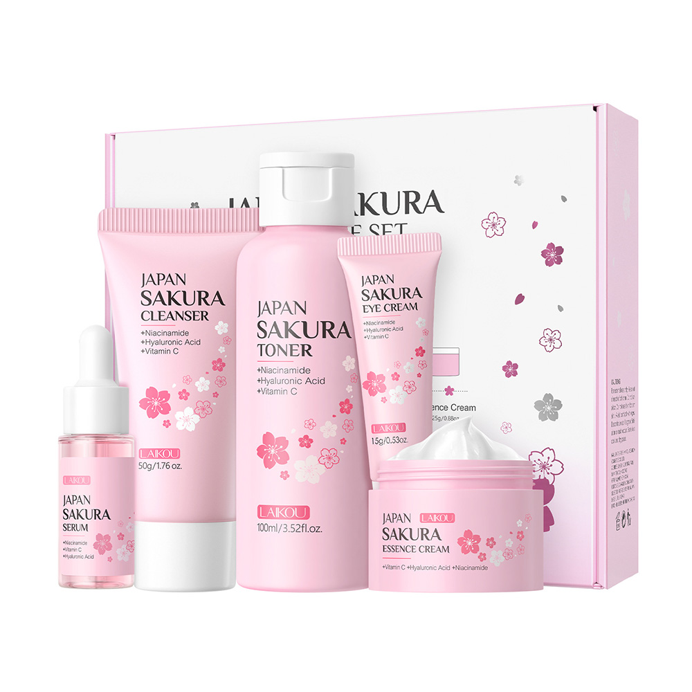 LAIKOU Sakura 5pcs Skin Care K - огляд і ціна Essence Serum Toner