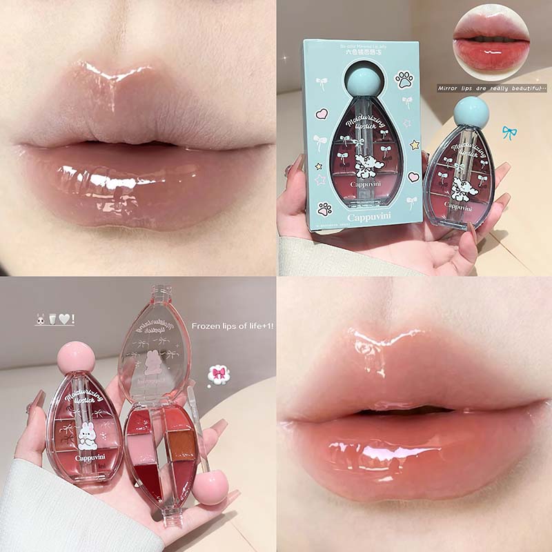 6 Color Mirror Lip Gloss Palet - огляд і ціна Lip Tint Korean