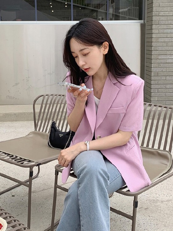 Women's Short Sleeve Suit Jack - огляд і ціна Korean Lifestyle & Kids Boutique